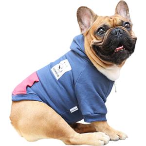iChoue Pug Clothes Hoodies for Dogs Puppy French Bulldog Frenchie English Boston Terrier Bully Pitbull Sweatshirt Sweater Clothing Cold Weather Winter Coats - Navy/Small (Small ( 5 - 15 lbs ))