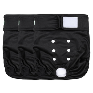 wegreeco Washable Female Dog Diapers Highly Absorbent Reusable Diapers for Dog in Heat Dog Period Diapers, 3 Pack (Black, X-Large)