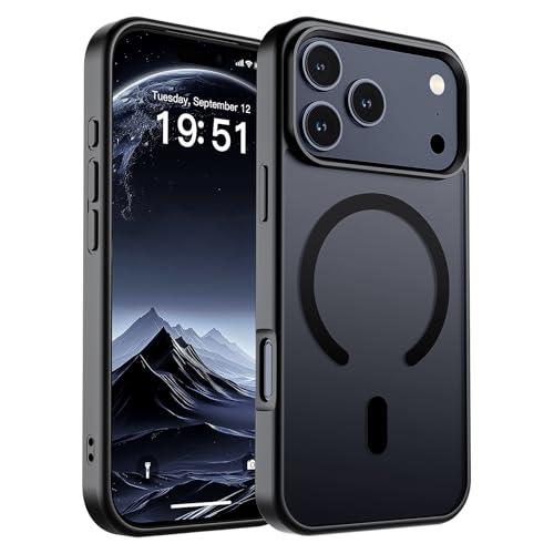 SUPFINE Magnetic for iPhone 17 Pro Case (Compatible with MagSafe)(Military Grade Drop Protection) Translucent Matte Shockproof with Anti-Fingerprint Phone Cover,Black