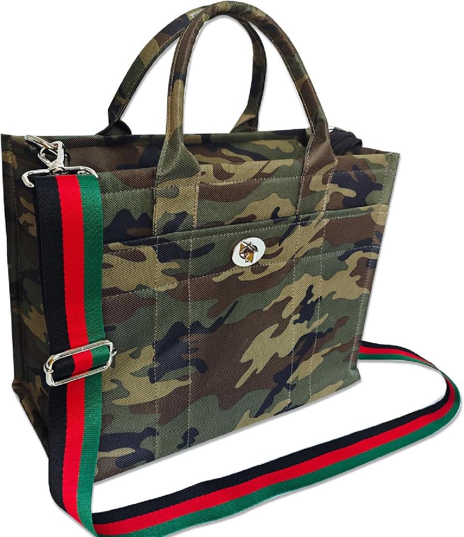 Dyalsa Tote Bags for Women, Canvas Handbag Tote Purse Crossbody Bags with Zip Casual Shoulder Bags for Work and Travel