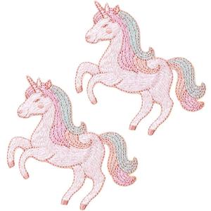 2 Pack Unicorn Patches, Iron On Patches for Backpacks, Hats, DIY Sew on Applique Patch, Vintage Embroidered Patches for Repair Clothes, Jackets, Jeans