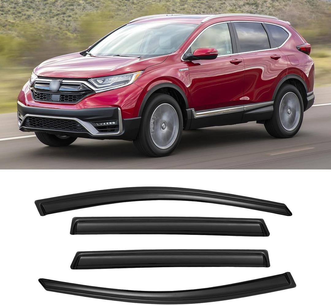 Rain Guards for 2017-2022 Honda CR-V CRV, Out-Channel Window Visor Shields Vent Deflector Shade Wind Dark Smoke 2018 2019 2020 2021, Outside-Mount, 4PCS
