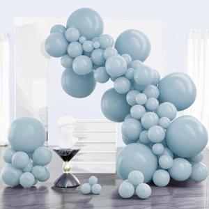PartyWoo Dusty Blue Balloons 100 pcs Different Sizes of 18 12 10 5 Inch Light Blue Aqua Balloon Arch Kit Garland for Graduation Wedding Baby Shower Gender Reveal Birthday Party Decorations Blue-F28