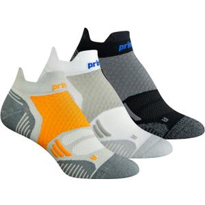Prince Durable Comfortable Athletic Low Cut Compression Ankle Socks for Pickleball Running Walking Cycling Men Women 3 Pack (Medium, Orange)