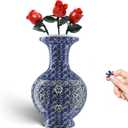 3D Puzzle Vase, 160 Curved Pieces DIY Flower Vase Craft Kit & 3D Puzzles for Adults, Creative Jigsaw Art Project Home Dcor Centerpiece, (C-Midnight Blue Blossom)