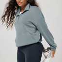 ODODOS Women's Modal Soft Cinchable Sweatshirts Half Zipper Funnel Neck Oversize Pullover with Pockets, Grey Blue, Medium