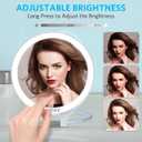 WEILY Magnifying Makeup Mirror 10X/1X, Travel Mirror with Light, Double Sided Rechargeable Mirror with 3 Color Lights for Makeup, Tweezing, Blackhead and Come Done Removal (White)