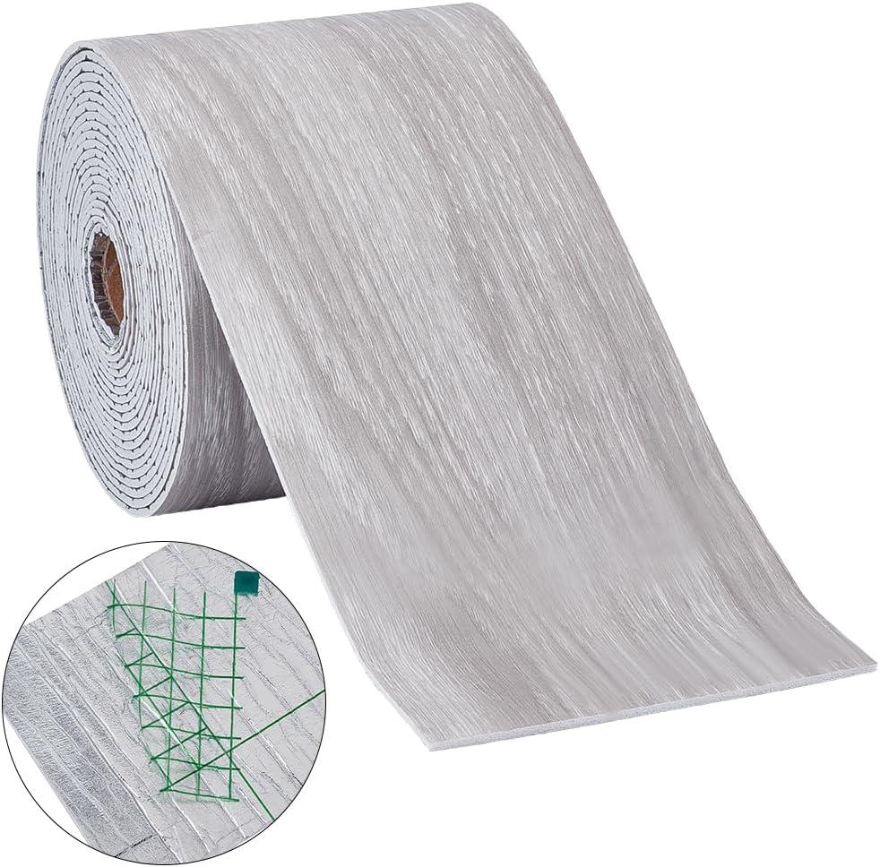 CRASPIRE Light Grey Wood Grain Self Adhesive Wallpaper Border Mirror Edge Peel and Stick Removable PVC Waterproof Wallpapers for Mirrors Frame Kitchen Tiles Cabinet Decor Corner Sticker 4In Width, Light Grey Wood Grain 16.4ft x 4in