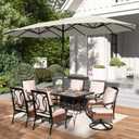 PHI VILLA 13ft Large Patio Umbrellas, Double-Sided Outdoor Market Rectangle Umbrella for Outside, Ivory