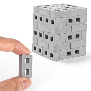 VELATYVIO 60Pcs Mini Bricks for Crafts 1/12 Scale Cinder Blocks Miniature potter's Clay Blocks for Garden Landscaping Model Architect Buildings DIY Construction Office Desk Toys Supplies (Grey)