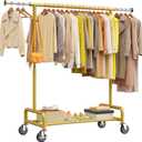 Raybee 75"W Heavy Duty Clothes Rack 450 LBS Rolling Garment Rack with Shelf