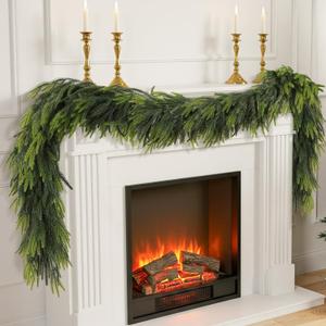 N&T NIETING 6FT Christmas Norfolk Pine Garland Real Touch Pine Artificial Faux Greenery Garlands Winter Christmas Garland for Table Mantle Fireplace Holiday Indoor Outdoor Xmas Decorations (1 Pcs)