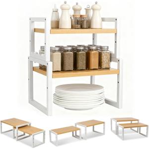 Cabinet Organizer Shelf Adjustable Shelf Organizer for Kitchen Organization Kitchen Countertop Organizer with 3 Height Options 2 pack Stackable Spice Rack Pantry Storage