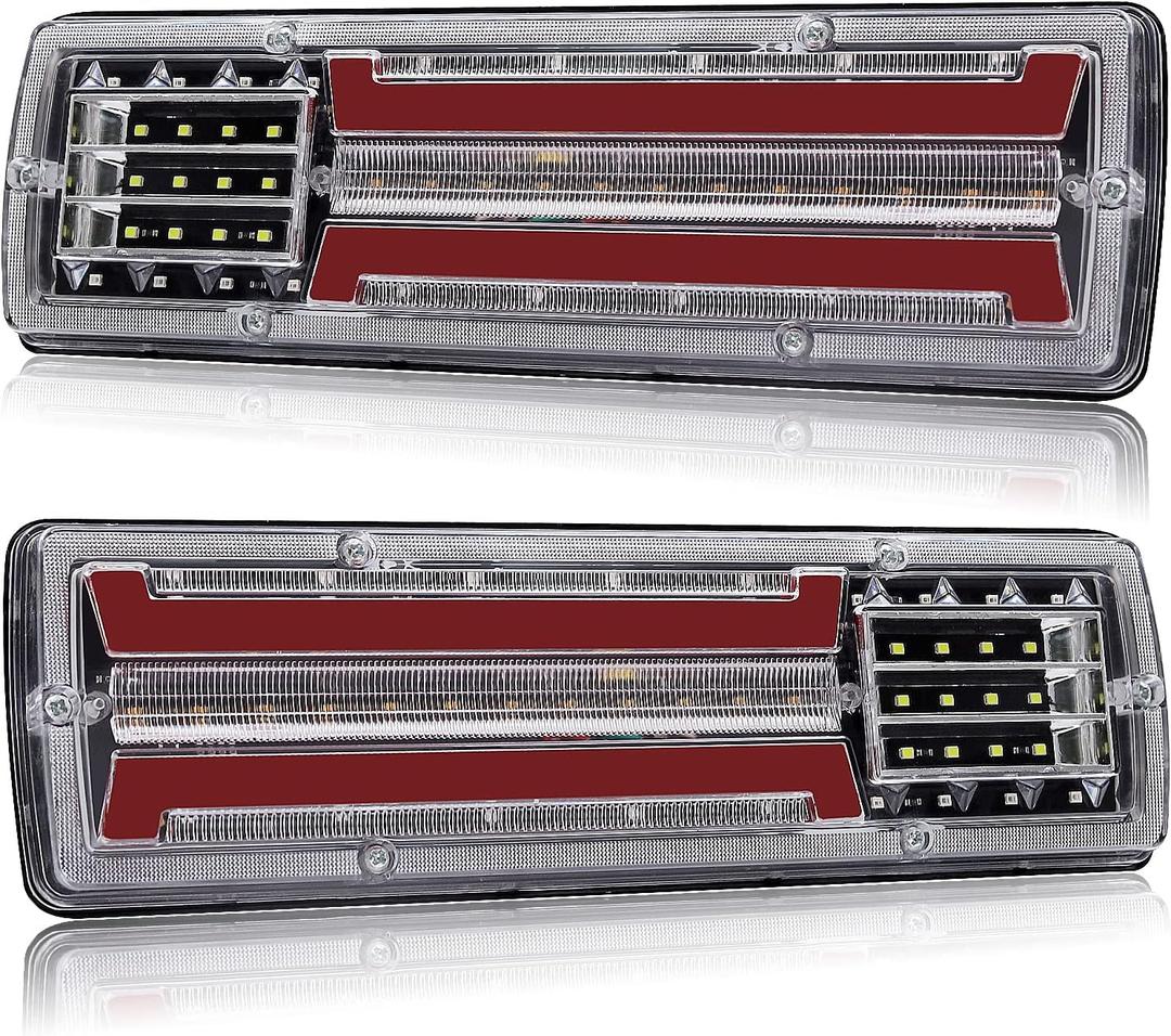 Truck Tail Light 2PCS Rear Stop Light Trailer Brake Light 12V Flowing Turn Signal Lamp Trailer Reversing Light Indicator for Car Truck Agricultural Vehicles (DSY)