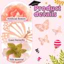 Canlierr 32 Pcs DIY Graduation Cap Decorations Accessory Kit Include Faux Flower Heads 3D Butterfly Grad Cap Decorations(Pink Tone)