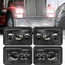 Z-OFFROAD DOT Approved 4x6 LED Headlights Assembly Hi/Lo Sealed Beam Compatible with KW T800 T600 Peterbilt 379 Freightliner Chevy Oldsmobile Cutlass H4651 H4652 H4656 H6545 H4666, 4PCS-Black