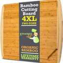 GREENER CHEF 36 Inch 4XL Extra Large Cutting Board with Lifetime Replacements - Wood Butcher Block Cutting Board - Bamboo Stove Top Cover for Extra Countertop Space - Giant Wood Charcuterie Board (Two-Tone)