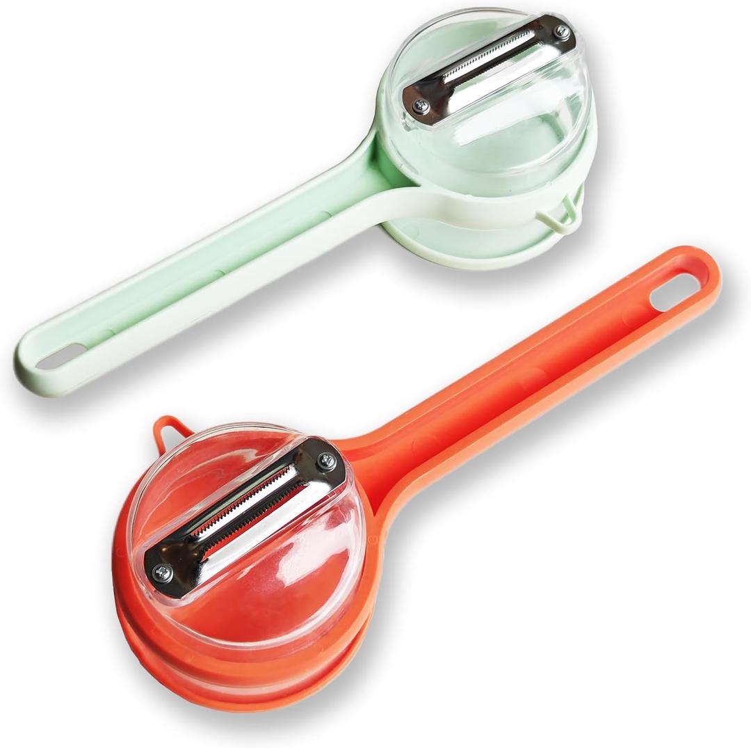2 x 2-Piece Vegetable Peeler Set - Stainless Steel Potato Peeler and Fruit Peeler, Ideal for Kitchen Use, Apple Peeler, Carrot Peeler, Orange Peeler with Comfortable Grip
