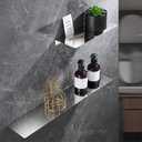 16Inch Stainless Steel Wall Mounted Floating Shelf Drilling or Shelf Adhesive Modern Room Decor Wall Shelf Floating Shelf for Bathroom Bedroom Decor (Chrome)