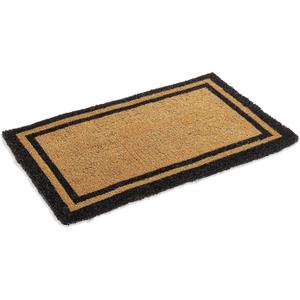 Kempf Black Border Coco Coir Door Mat, 24" x 48", Woven Backed, Heavy Duty Outdoor, Natural Fiber Entrance Mat for Front Door, Patio, Porch