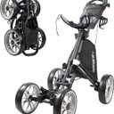CaddyTek 4 Wheel Golf Push Cart - Caddycruiser One Version 8 1-Click Folding Trolley - Lightweight, Compact Pull Caddy Cart, Easy to Open