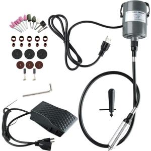 1/4"HP Rotary Tool Flex Shaft Carver Electric Hanging Grinding Machine, Foot Pedal Control, 110V 380W Power, Multi-function Tools for Carving, Buffing (380W)
