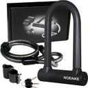 Bike U Lock Heavy Duty Anti Theft with 4ft Security Steel Cable-3 Keys and Mounting Bracket Included,Bicycle Locks Perfect for Road,Mountain,Scooter and Ebike