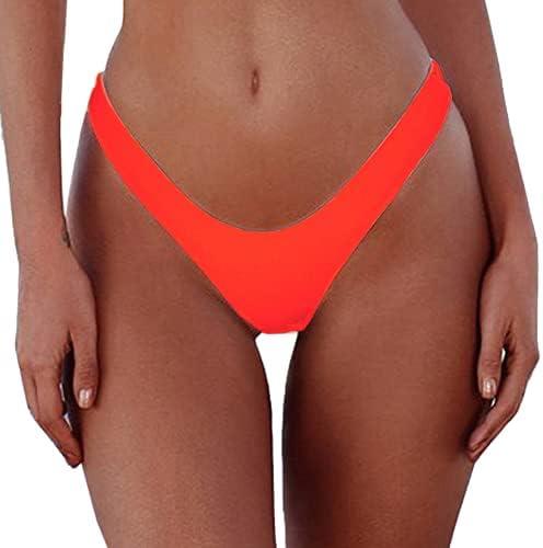 SherryDC Women's Sexy Cheeky Thong Brazilian Cut Low Rise High Leg Bikini Bottom, Medium