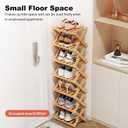 YYW Bamboo Shoe Rack for Entryway, Free Standing Shoe Racks Shelf Closet, Widen Foldable Vertical Shoe Storage Organizer for Living Room