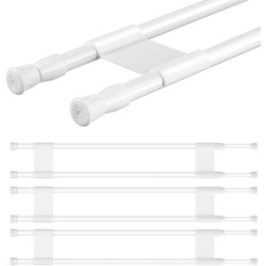 Zubebe 4 Pcs Double RV Refrigerator Bar Adjustable Spring Tension Fridge Rod RV Fridge Bars RV Refrigerator Accessories to Hold Drinks in Place Avoid Spills Extendable (White,19.7-35.4 Inch)