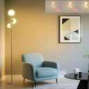Fiqevs Upgrade Dimmable Floor Lamp, 3 Globe Mid Century Floor Lamps for Living Room with Frosted Glass Shade and 3 LED Bulbs, Vintage Modern Gold Standing Lamp for Bedrooms, Office - Antique Brass