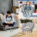 Goutime Hammock Chair, Macrame Hanging Swing Chairs with Cushion and Hardware Kit,Adult Boho Swings for Outside,Patio,Balcony,Bedroom (Light Grey)(55"L x 30"W)