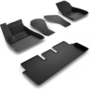 Spigen WeatherBloc Floor Mat Set (with Edgeguard) Designed for Tesla Model 3 2025/2024 Refresh (Highland) with Non-Slide Sliplock Weatherproof Technology (Carbon Edition)