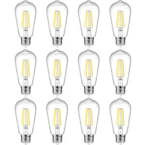 Ascher 12 Pack Vintage LED Edison Light Bulb 60W Equivalent, Decorative Antique Filament Light Bulbs with 80+ CRI, Cool White 4000K, 700 Lumens, E26 Base, Non-Dimmable