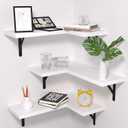 NATURE'S SOURCE Corner Floating Shelves Set of 3, Corner Shelves Wall Mounted, for Bedroom Kitchen Living Room Bathroom Office- Gothic Style (White, Set of 3)