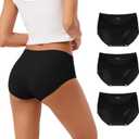 INNERSY Women's Seamless No Show Hipster Panties Invisible Light Underwear 3-Pack(3 Black, Medium)