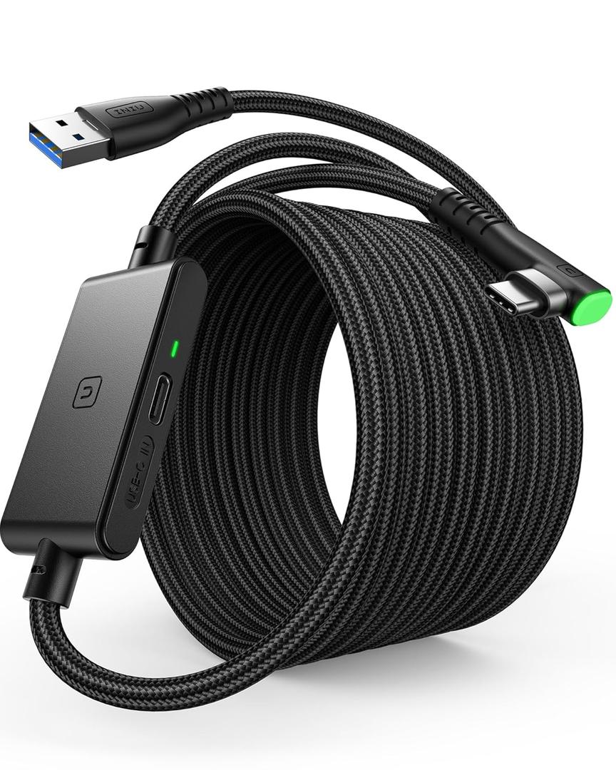 INIU Link Cable with Charging [16ft] for Meta Quest 3s Oculus Quest 3 Quest 2/Pro, Pico 4, PC VR, Steam VR, USB 3.0 High Speed Data Cable, USB C Charger Cord for VR Headset Accessories (Black)