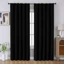 CUCRAF Blackout Curtains 54 Inches Length 2 Panels Set, Black Rod Pocket and Back Tab Window Curtain, Thermal Insulated Darkening Drapes for Bedroom Living Room (W52 x L54 Inch)
