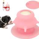 Puppy Milk Feeder,Dispenser Food Grade Silicone with 4 Dummy Nipples 230ml Capacity,Leak Proof Ideal Height Strong Suction,Puppy Milk Feeding Station for Newborn Dogs(Pink)