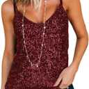 Lime flare Women Sexy Sparkle Shimmer Cami Tank Tops Las Vegas Disco Sequin Camisole (Medium, Wine)