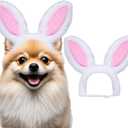 2 x Dog Easter Bunny Ears Costume Headband, Puppy Easter Outfit, Cute Pet Head Accessories for Halloween Party Headwear Supplies (Pink, Small)