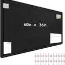 Large Bulletin Board - 60 x 36 Inches, Foldable Decorative Felt Board for Wall Photo Display Board with Self-Adhesive Tape, Includes 36 Push Pins - Black