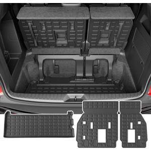 powoq 3rd Row Cargo Mat Compatible with 2021-2026 Toyota Sienna Trunk Mat Backrest Mat TPE Cargo Liner Replacement for 2021 2022 2023 2024 2025 2026 Toyota Sienna Accessories(Trunk Mat+Backrest Mat)