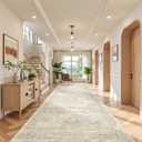 4x12 Runner Rug for Hallway, Low-Pile Wide Runner for Entryway, Long Washable Non-Slip Kitchen Rug, Soft Modern Home Decor Mat for Living, Laundry Room(4'x12', Beige/Ivory)