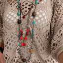 Allimy Womens Summer Tops Crochet Coverups Long Sleeve Sexy Sweaters Beach Cover ups Resort Wear Cruise Vacation Outfits for Women 2026 V Neck Boho Clothes Khaki, Medium