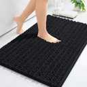 Arotive Luxury Chenille Bathroom Rug Mat, Extra Soft Thick Absorbent Shaggy Bath Rugs, Non-Slip Machine Wash Dry, Plush Bath Mats for Bathroom, Shower and Tub, 30x20, Black