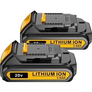 LONG FIT Replace for DEWALT 20V MAX Battery Pack, 3.0-Ah, 2-Pack, Compatible with Dewalt DCB200 DCD DCF DCG Series Cordless Power Tools