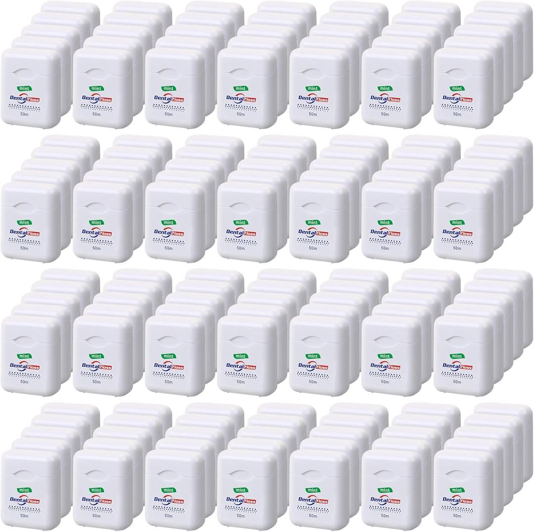 Geiserailie 72 Pack Dental Floss Bulk Mint Flavored 50m Each Travel Dental Floss Waxed Oral Care for Teeth and Gum Protection(White)
