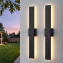 2 Pack LED Outdoor Wall Sconce Dimmable, 3000K 4500K 6000K, 31.5" Modern Black Long Linear Exterior Lighting Fixtures, IP65 Waterproof Outside Lights for Entrance, Hallway, Garage, Porch, 31.5in