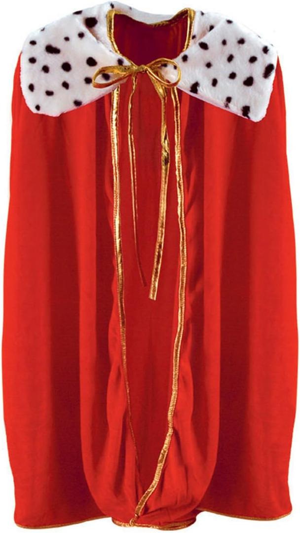Beistle Child Size Red King Queen Robe, Fantasy Prince Princess Medieval Halloween Costume Cape Mardi Gras Accessory, 33"